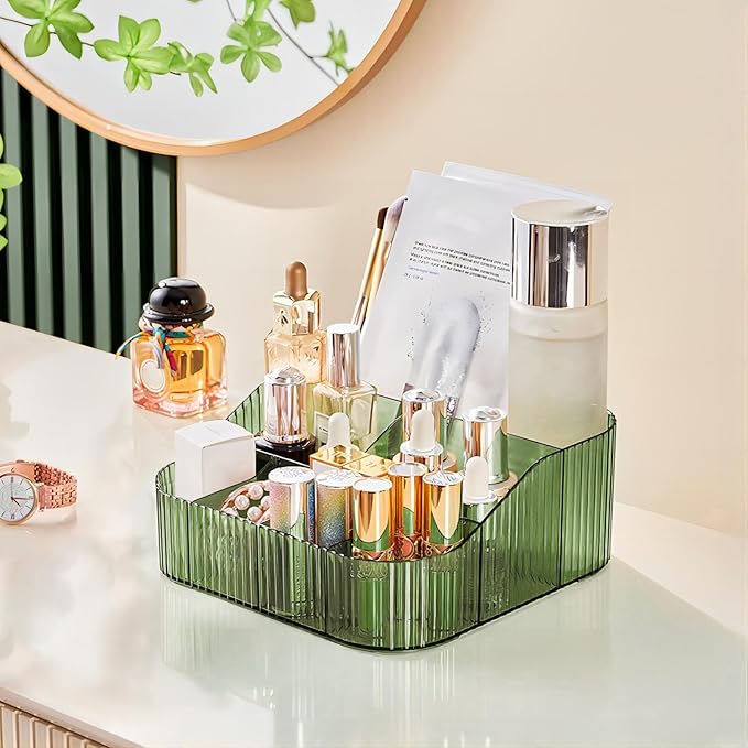 DASITON Large Capacity Makeup Brush Holder,8 Slot Makeup Brush Cup,Vintage striped Make Up Brush Holder,for Vanity Decor,Bath