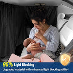 PAMASE Set of 3 Car Window Shades - 95% Light Blocking Sunshades, 1 Privacy Divider Curtains & 2 Side Window Covers, Wide Sedan SUV Accessories for Kids Baby Travel Camping Nap Sleeping