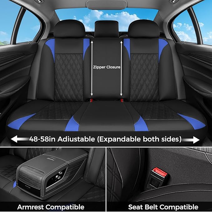 FLORICH Car Seat Covers Full Set, Leather Seat Covers for Cars, Car Seat Protector Waterproof, Universal Automotive Seat Cove