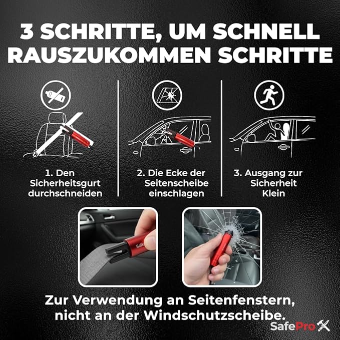 SafeProX 2 in 1 Emergency Escape Tool, Life Saving Car Window Breaker & Seatbelt Cutter - Car Window Hammer for Quick Acciden