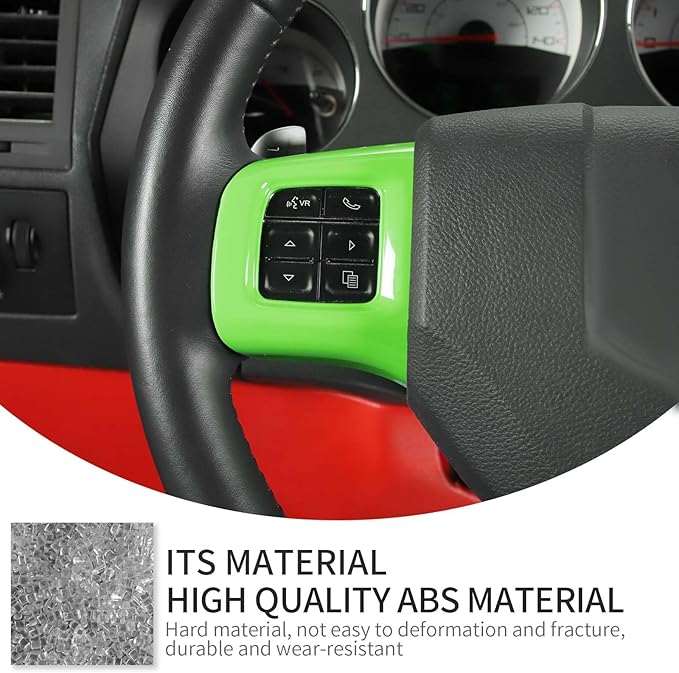 Linskip Steering Wheel Trim Compatible with Dodge Journey 2013-2022 & Charger/Challenger/Durango/Dart 2009-2014, Journey Steering Wheel Cover, Journey Interior Accessories 3Pcs(Light Green)