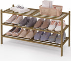 Smiry Long Bamboo Shoe Rack 3-Tier, Stackable Wooden Shoe Organizer for Entryway & Closet, Free Standing Wood Shoe Storage Sh