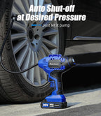 AVID POWER Tire Inflator Portable Air Compressor,20V Cordless Tire Pump, Rechargeable Air Pump for Car Tires and other Inflatables (Blue)