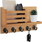 Lwenki Key Holder for Wall – Decorative Wooden Mail Holder and Key Shelf with Mounting Hardware, Installation Guide – Paulown