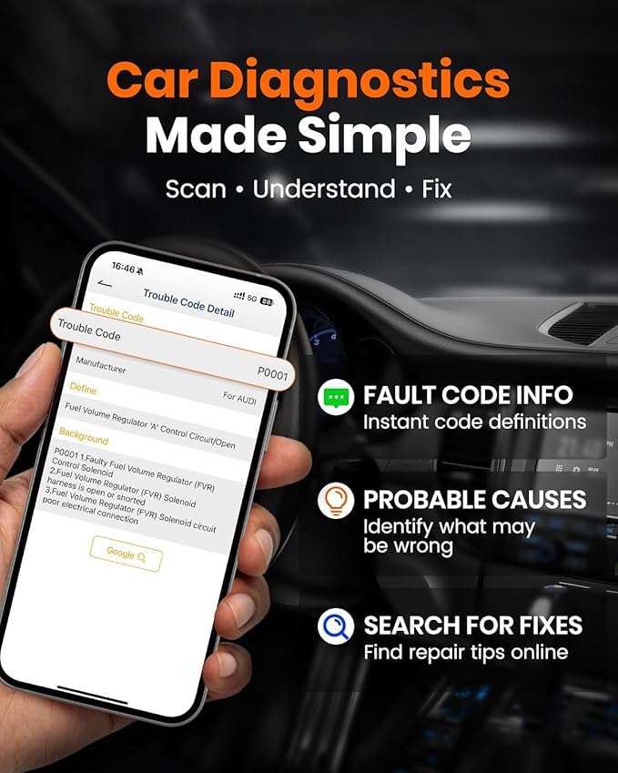 ANCEL AD310 Pro 2-in-1 OBD2 Scanner & Car Battery Tester, Diagnostic Tool with Bluetooth APP for iPhone & Android,