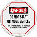 AccuformNMC Steering Wheel Cover for Lockout Tagout, OSHA-Style Legend Danger DO NOT Start OR Move Vehicle..., Reinforced Vinyl, 24" Diameter, KDD831