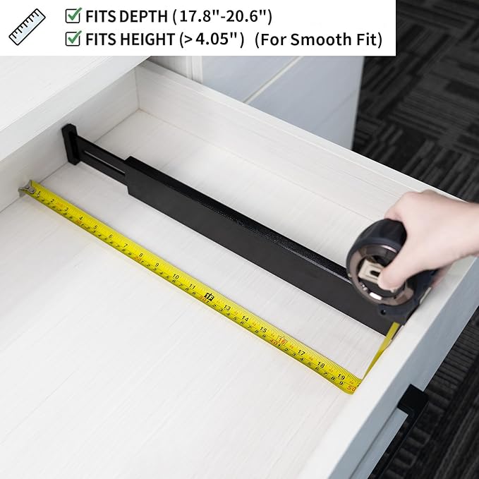 Utoplike 4 pcs Bamboo Kitchen Drawer Dividers Large, Adjustable Black Drawer Organizers, Spring Loaded, Works in Kitchen, Dre