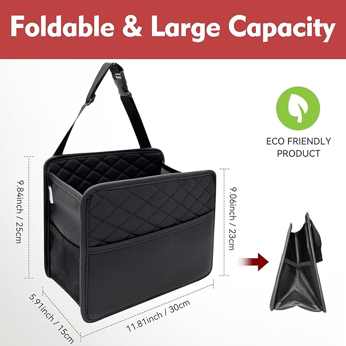 Upgraded Extra Large Car Seat Organizer Backseat with 3 Storage Pockets, Multipurpose Car Organizer Hanging Car Trash Bag Can