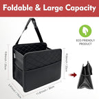 Upgraded Extra Large Car Seat Organizer Backseat with 3 Storage Pockets, Multipurpose Car Organizer Hanging Car Trash Bag Can