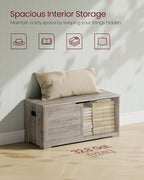 VASAGLE Storage Chest, Storage Bench with 2 Safety Hinges, Farmhouse Style, 15.7 x 39.4 x 18.1 Inches, for Entryway, Bedroom,