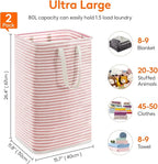 Lifewit 2 Pack Laundry Basket 80L Each, Collapsible Clothes Hamper with Reinforced Handles, Freestanding Waterproof Design fo
