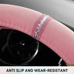 Road Comforts Leopard Steering Wheel Cover for Women, Cute Anti-Slip Microfiber Leather, Fits D Shape Flat Bottom Steering Wh