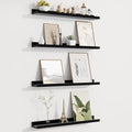 Fun Memories Picture Ledge Shelf for Wall, Floating Shelves Set of 4, 24 Inch Long Nursery Book Shelves for Toys Storage, Kid