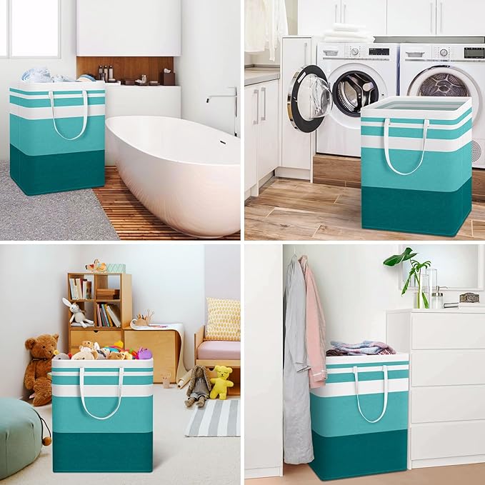 HomeHacks 2-Pack Large Laundry Basket, Waterproof, Freestanding Laundry Hamper, Collapsible Tall Clothes Hamper with Extended