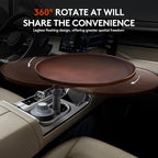 Car Desk for Laptop & Car Table Tray, Height-Adjustable 360° Rotating Wood Car Laptop Mount, Cup Holder Table, Steering Wheel Tray, Compatible with Tesla & Most Vehicles