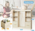 EXPERLAM Toy Storage Organizer with Stuffed Animal Storage, Wooden Toy Organizer & Stuffed Animal Zoo, 6 Cubes Shelf with Rem