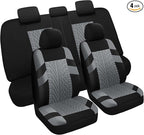 Pariitadin Car Seat Covers Full Set, Washable and Breathable Premium Cloth Automotive Vehicle Seat Cover for Car Interior, Un