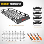 Nilight 84" x 39" x 6" Universal Roof Rack Cargo Basket Heavy-Duty 250LBS Capacity Rooftop Cargo Carrier with Cargo Net Ratchet Straps Luggage Holder for SUV Truck Vehicle