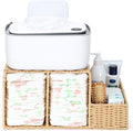 Diaper Caddy Organizer, Hand Rattan Nursery Storage Basket for Baby Essentials, Baby Changing Table Organizer Perfect Nursery