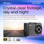 Pioneer VREC-H520DC Dual Dash Cam Front and Rear Car Camera - Large Screen, 2K Resolution, Starvis Night Vision, 140 Degree W