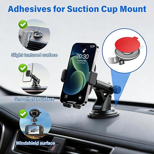 Adhesive Sticky Pads for Dash Cam, 2.2" Round Heat Resistant Double Sided Mounting Sticker Tape for Dashboard Phone Holder, Windshield Car Mount, DashCamera with 2 Adhesion Promoter