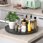 21" Oak Wooden Lazy Susan Turntable for Dining Table, Extra Large Round Lazy Susans Organizer for Kitchen Countertop Charcute