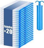 20 Jumbo Vacuum Storage Bags, Vacuum Seal Bags for Clothing Space Saver Compression Storage Bag with Hand Pump Extra Large fo