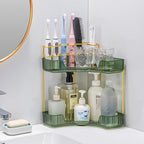 shuang qing Upgraded 2-Tier Corner Bathroom Countertop Organizer – Spacious Storage for Makeup, Skincare & Perfumes, Built-in