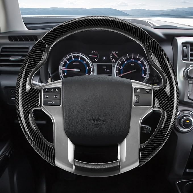 Aimato Customized Steering Wheel Cover for Toyota Tacoma 2012-2023/4Runner 2010-2024/Tundra 2014-2021/Sequoia 2014-2022 Thin,Anti-Slip,Scratch-Resistant Exclusive Car Accessory for Toyota