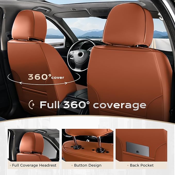 Coverado Car Seat Covers, Front Covers for Cars, Car Seat Cover Front Seats, Automotive Seat Cover, Waterproof, Leather Car S