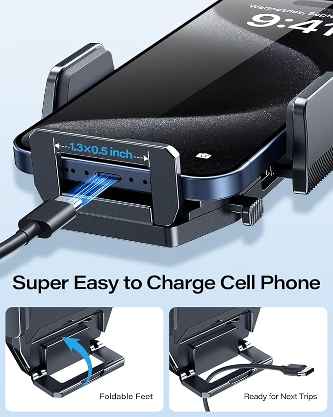 APPS2Car Sturdy CD Slot Phone Mount with One Hand Operation Design, Hands-Free Car Phone Holder Universally Compatible with All iPhone & Android Cell Phones, for Smartphone Mobile (Faux Leather)