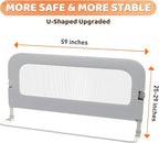 omzer Large Bed Guard Rail for Toddlers - 59inch Foldable & Adjustable Heights Baby Bed Safety Railing - Toddler Long Bed Rai