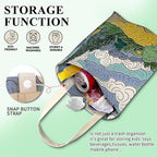 Car Trash Can, Cute Car Trash Bag, Hanging Car Organizer and Storage Bag, Trash Bin for Car Accessories, Vehicle, Travelling, Camping Wheat Field Scenery Pattern