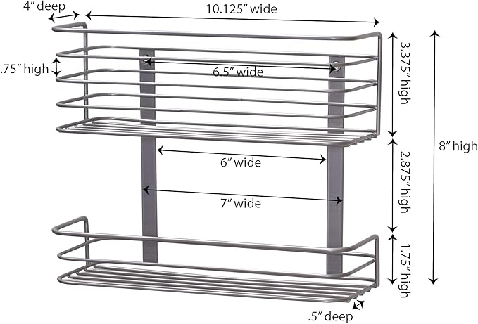 Household Essentials 1228-1 Double Basket Door Mount Cabinet Organizer | Mounts to Solid Cabinet Doors or Wall
