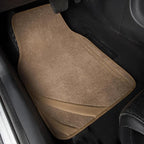 CAR PASS Beige Car Floor Mats, Edge Leather Waterproof Car Mats with Double Stitch Line and Anti-Slip Backing Design, Fit 95%