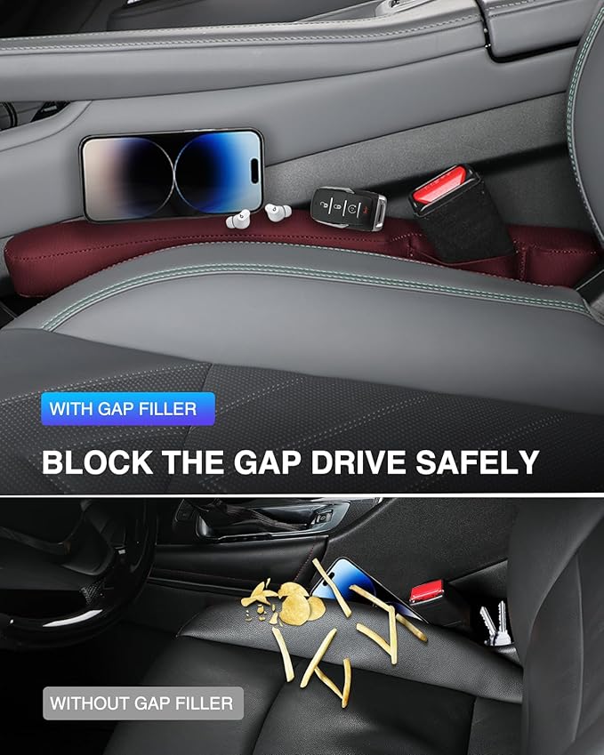 Leather Car Seat Gap Filler Universal for Car Truck SUV to Block The Gap Between Seat and Console Stop Things from Dropping 2
