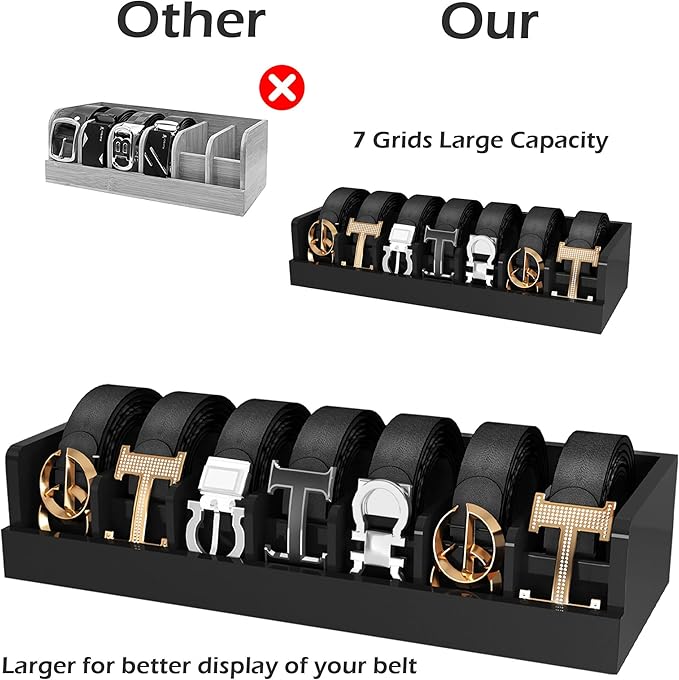 Belt Organizer for Drawer - Bamboo Belt Storage Organizer | Belt Rack for Closet Wall Mount Men Women Tie Sock Bra Scarf Ribb