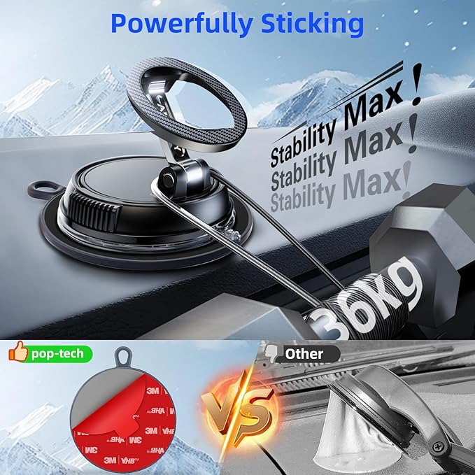 pop-tech Adhesive Dashboard Mounting Disk: 95mm Dash Pad Mount Disc for Suction Cup & Vacuum Phone Holder - 2 Packs 3.74" High Bond Car Sticky Base Plate for Garmin & Tomtom GPS DashCam