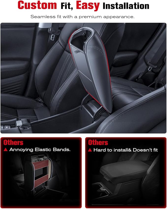 for 2023~2026 Honda HR-V 2-in-1 Silicone Center Console Armrest Cover& Armrest Hidden Privacy Tray - [OEM Design& Friendly Liquid Silicone Rubber] - Thin Black
