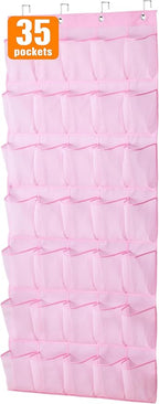 MISSLO 35 Large Pockets Over The Door Shoe Organizer Sturdy Oxford Fabric Hanging Shoe Rack for Door Mesh Closet Shoe Holder 