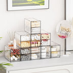 Yieach 9 Pack Small Acrylic Drawers With 18 Drawers,Clear Drawer Organizers Stackable,School,Office Supplies Organizer And St