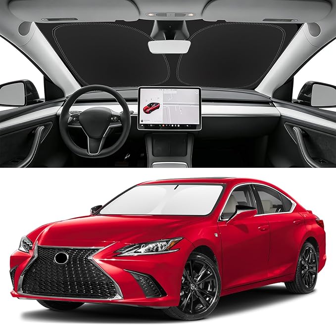 Custom Fit Windshield Sun Shade for Lexus ES 2019-2025, Blocks UV & Heat, Front Window Sunshade Accessorie, Easy Fold & Store Keep Your Car Cooler