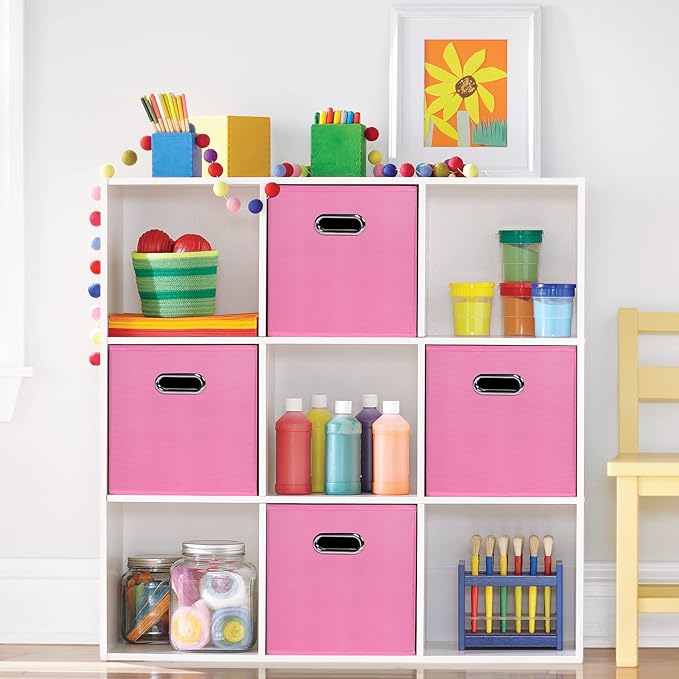 Fabric storage bins Cubes, Fabric Cube Organizer with Handle, Foldable Cube Bins for Cloth or Accessary Storage, 11x11x11, Se