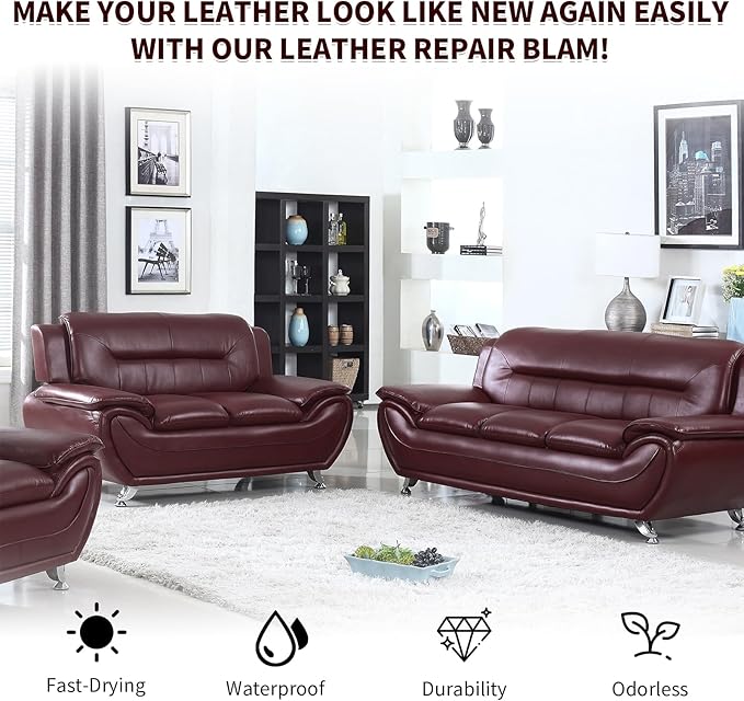 Maroon Leather Recoloring Balm with 100ml Mink Oil,Leather Couch Scratch Remover,Leather Repair kit for Vinyl Furniture and C