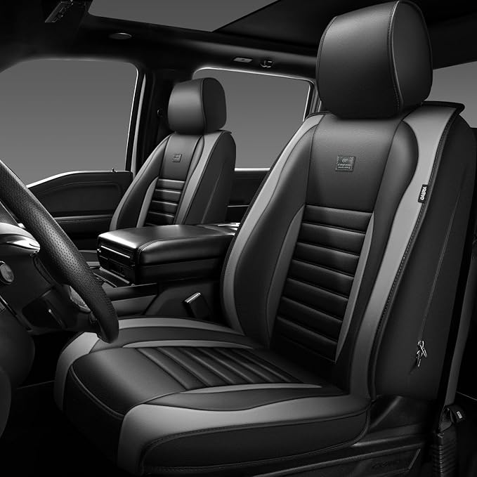 CAR PASS Nappa Leather Car Seat Covers Front Seats, Luxury Seat Protector for Cars, Waterproof Anti-Slip Seat Cushion Armrest