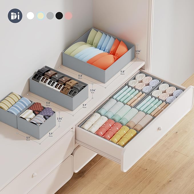 DIMJ Drawer Organizer Clothes Storage- 18 Pack Baby Dresser Organizer for Nursery, Foldable Closet Drawer Organizer Bins for 