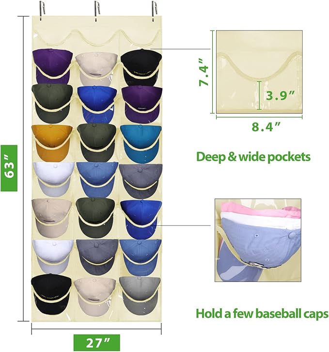 Dofilachy Hat Rack - Hat Organizer - Hat Racks for Baseball Caps, Visible Hat Holder - Baseball Hat Rack for Wall Door with 3