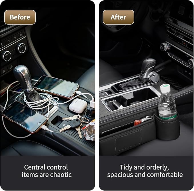 Kwak's 2 Pack Car Seat Gap Filler Organizer, Multifunctional Universal Storage box with Cup Holder for Phone, Glasses (Black)