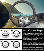 Custom-Fit for BMW Steering Wheel Cover, Premium Leather Car Steering Wheel Cover with Logo, Non-Slip, Breathable, for B-MW Accessories (C-Style,for BMW)