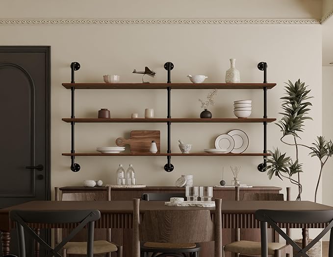 Floating Shelves 70 inch Wall Bookshelf Industrial Pipe Shelving Shelves Real Wood Planks Rustic Wall Shelves Hanging Bookshe